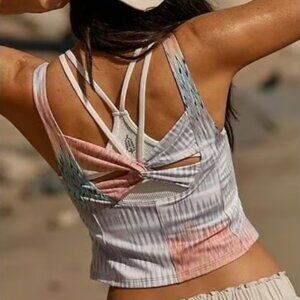 NWOT Free People Kindred Spirit Ikat Printed Sports Bra Tank